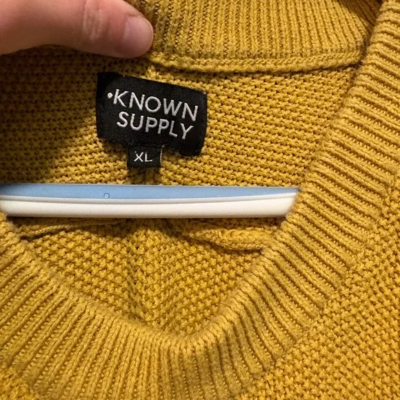 Yellow Crew Neck Sweater with Cozy Fit - Picture 2 of 3